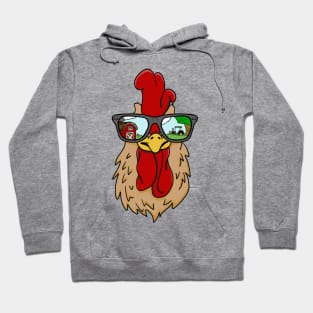 Sunglasses Wearing Cool Rooster On the Farm Hoodie